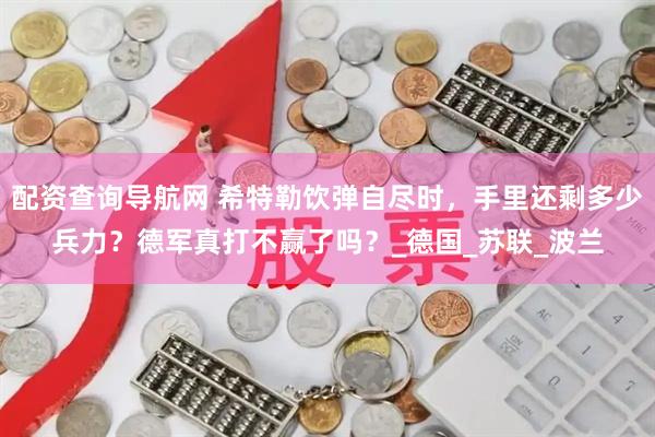 配资查询导航网 希特勒饮弹自尽时，手里还剩多少兵力？德军真打不赢了吗？_德国_苏联_波兰